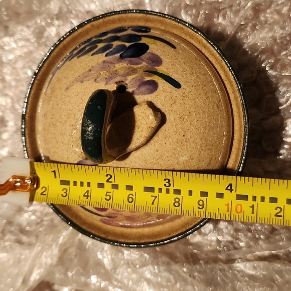 Handcrafted Pottery Dish With Lid  Floral Design - Picture 4 of 5